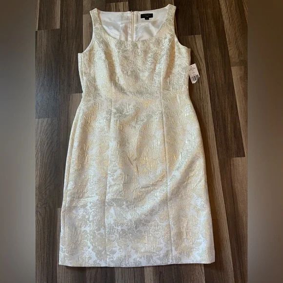NWT TAHARI Arthur S Levine Champagne & Gold Formal Dress SZ 8 - Picture 6 of 13